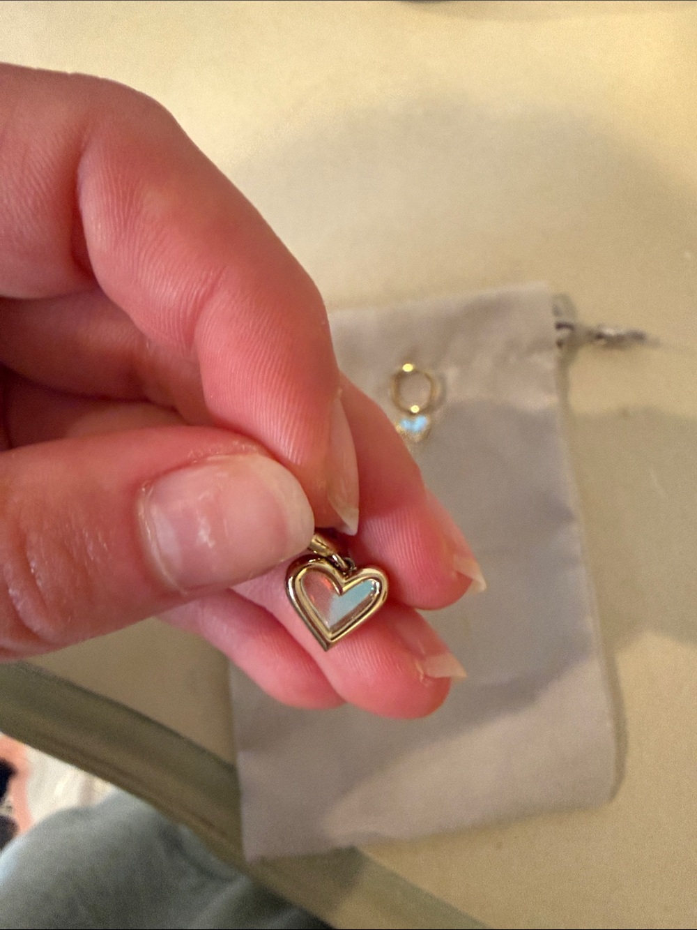 Kendra Scott Gold Heart Hoop Earrings with Iridescent Accent - Picture 4 of 4